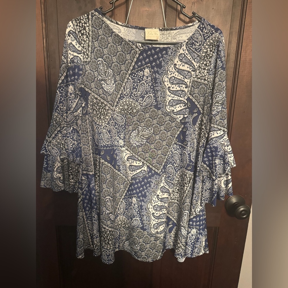 Zadie Bs Navy Paisley Women's Blouse